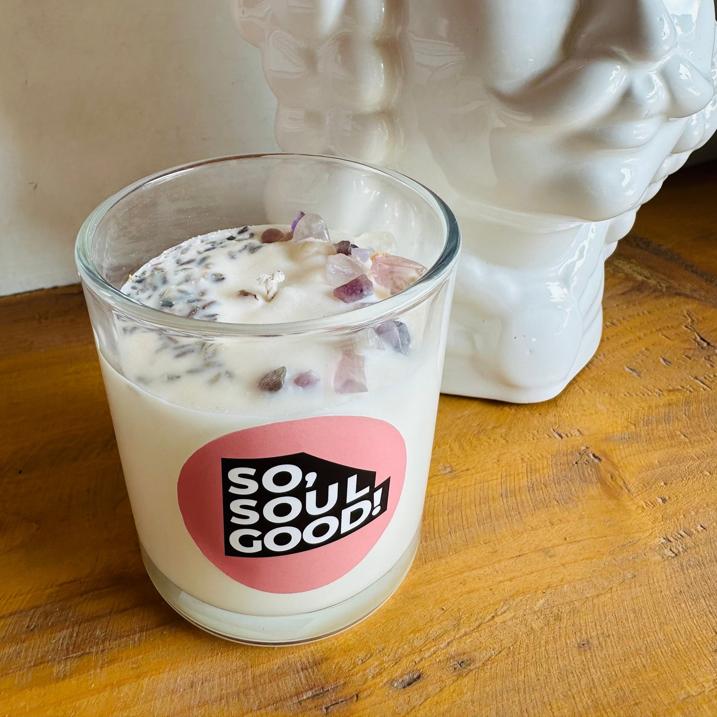 Crystal Infused Manifestation Glass Jar Candles-Lavender