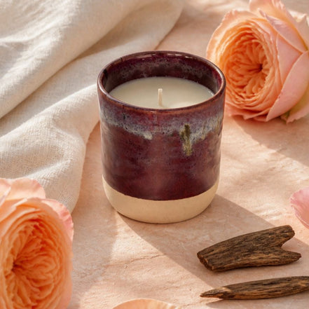 Handmade Lavender Ceramic Candle – 10 oz Artisan Vessel