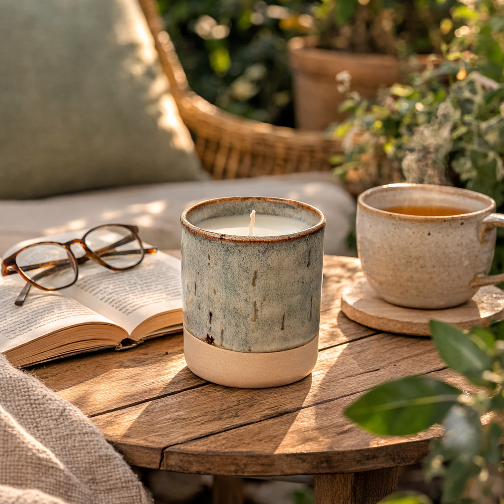 Handmade Lavender Ceramic Candle – 10 oz Artisan Vessel